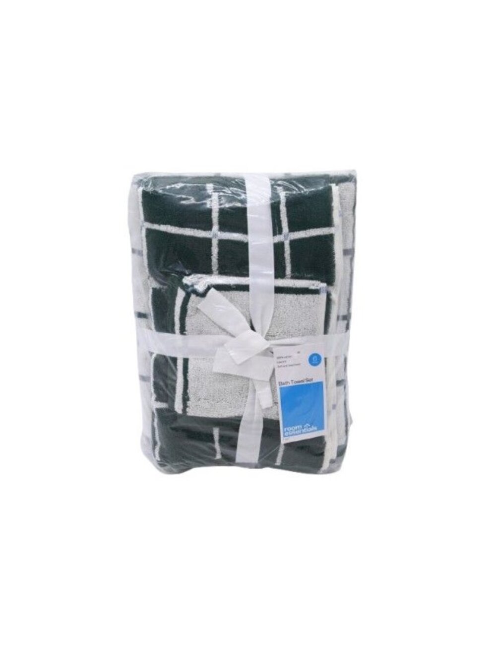 NIP Room Essentials 6 Piece Bath Towel Set Checkered Pattern Green Home Decor